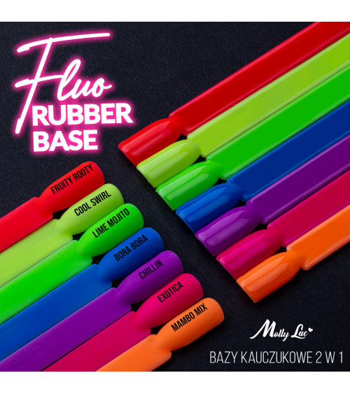 Bazė Rubber Base 2in1 Fluo MollyLac Lime Mojito 10ml Nr 3