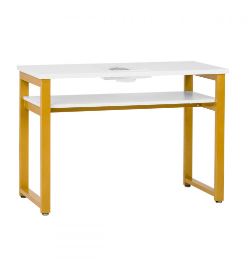 Manikiūro stalas su MOMO S41 LUX dulkių sutraukėju balta-aukso spalva