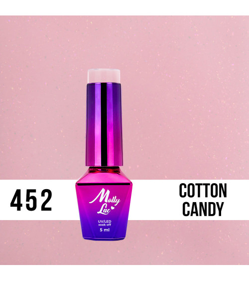 Gelinis nagų lakas Molly Lac - BonBons Cotton Candy 5ml Nr 452