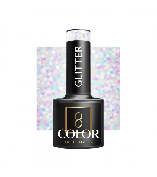 Hibridinis gelinis lakas OCHO NAILS glitter G01 5ml